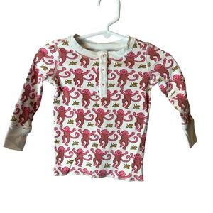 Roller Rabbit Monkey Print Pink Pajama Top 12-18M
